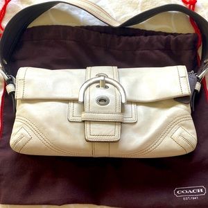 Coach leather shoulder buckle flap bag w/dust bag